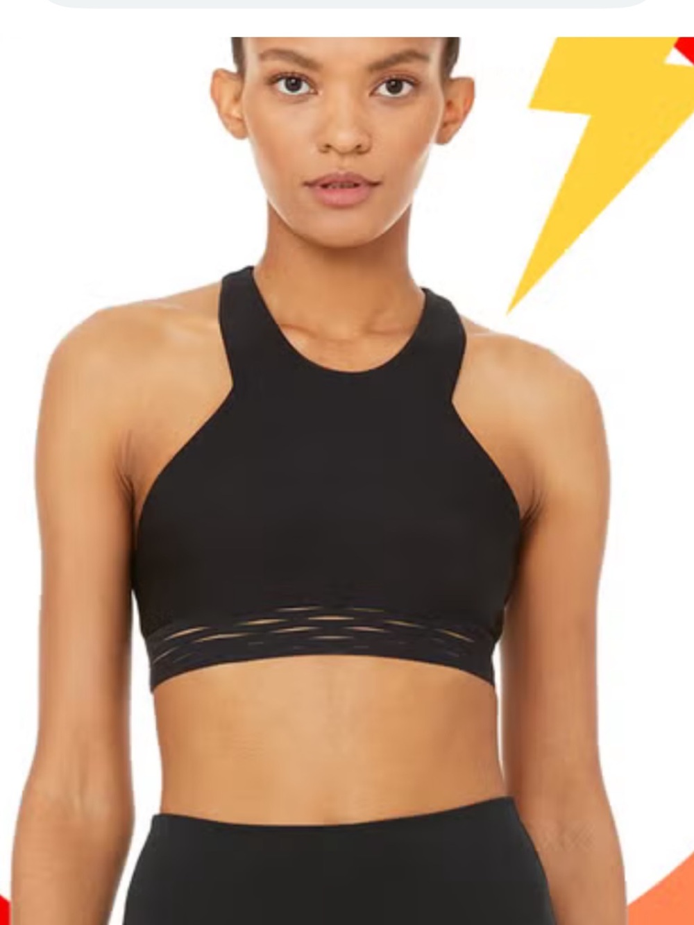 ALO Yoga Black High-Neck Laser-Cut Crop Sports Bra